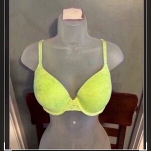 PINK Victoria's Secret Neon Yellow Lace Bra